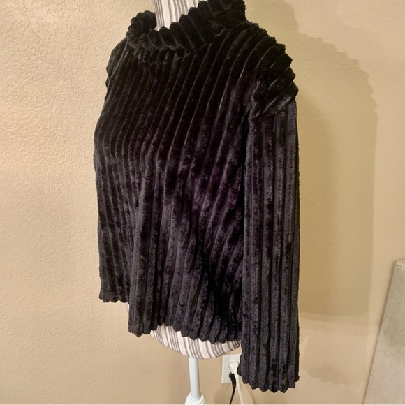 NWT Planet Gold Sweater Large Black Ribbed Super Soft Mock Neck Plush Pullover - Picture 5 of 13